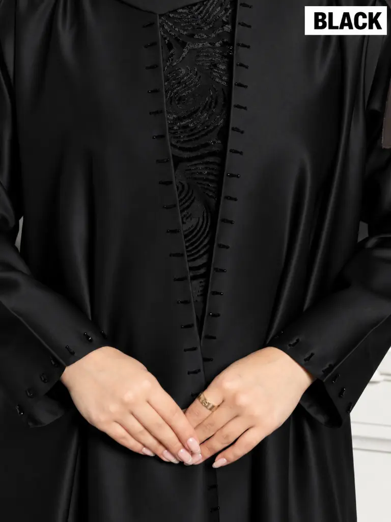 Elegant Black Abaya Detail.webp
